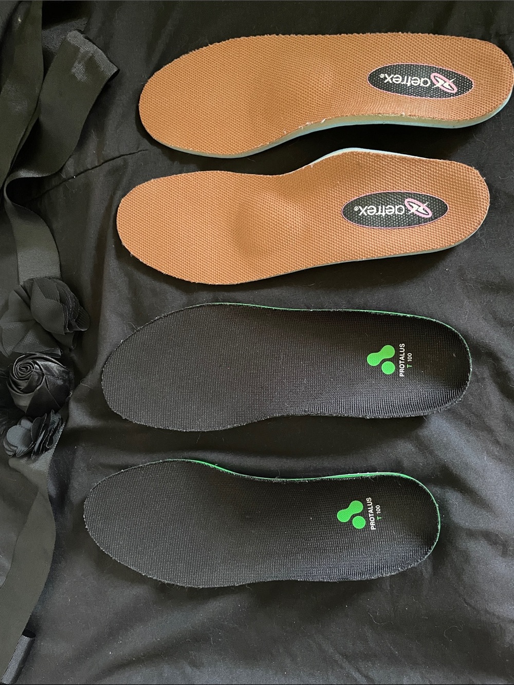 Aetrex-Brown 7 & Protalus T 100 Elite Black & Green 7.5 -Athletic Insoles